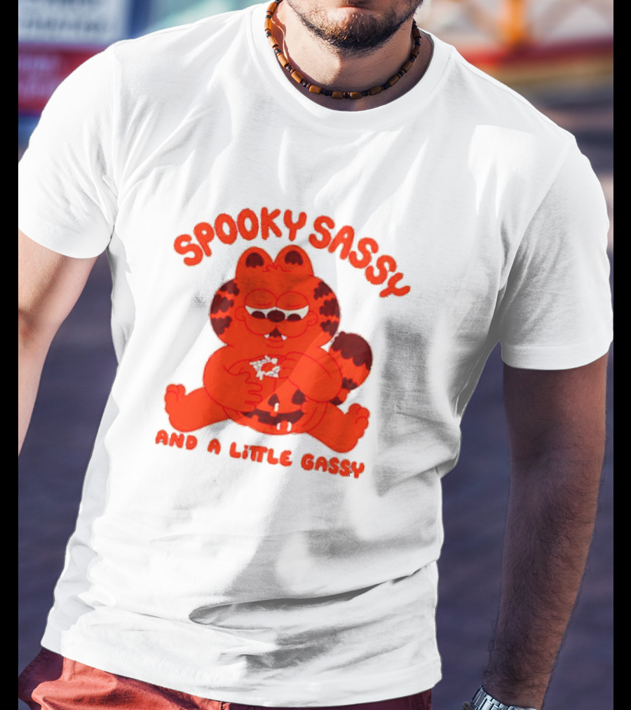Spooky Sassy And A Little Gassy Halloween Cat Eating Candy T-Shirt