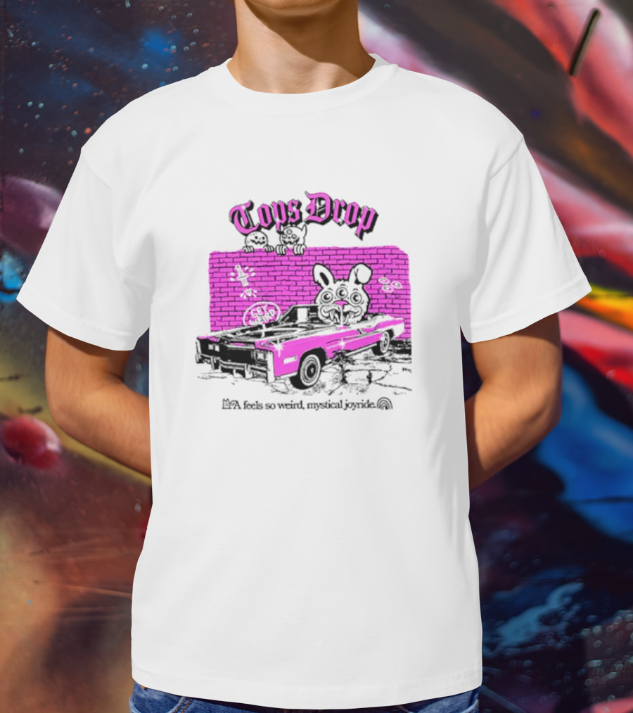 Tops Drop Feels So Weird Mystical Joyride Pink Lowrider With Cartoon Graffiti T-Shirt