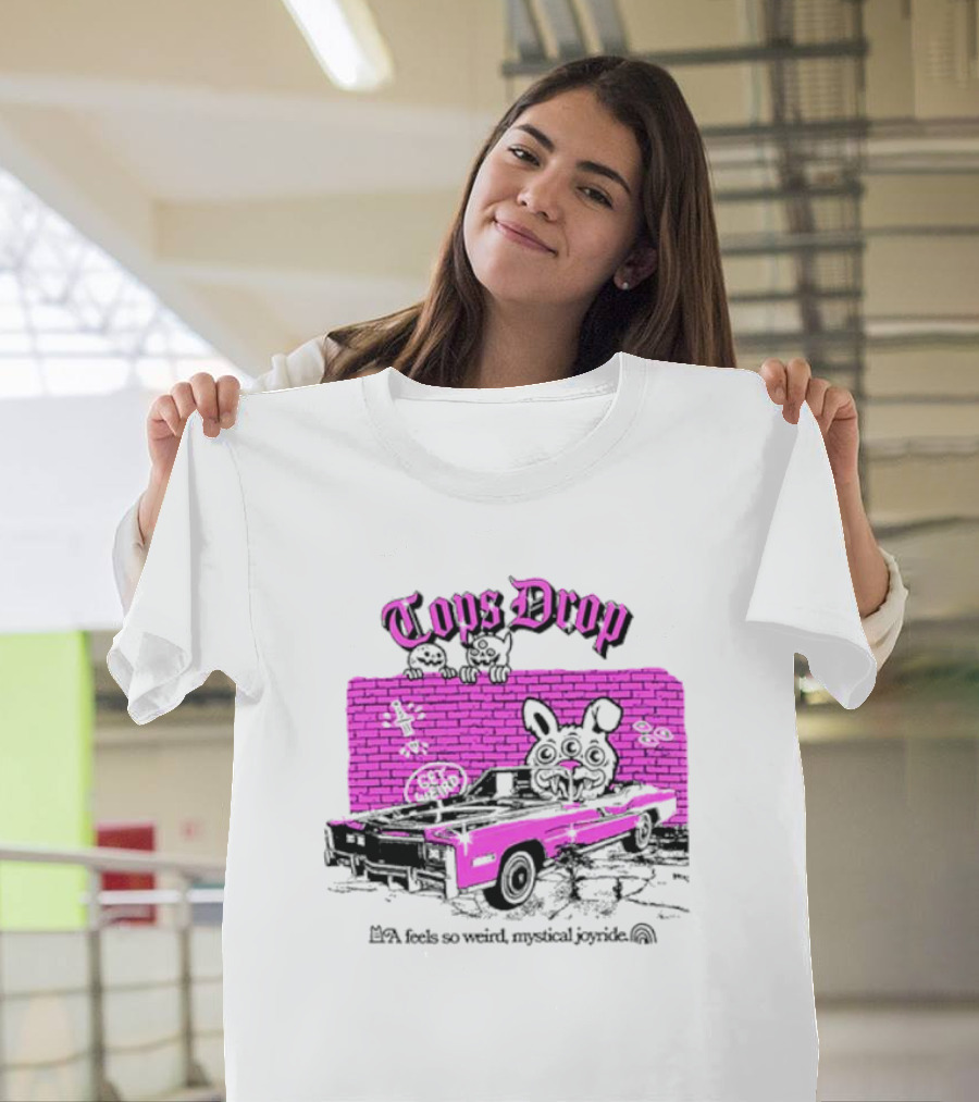 Tops Drop Feels So Weird Mystical Joyride Pink Lowrider With Cartoon Graffiti T-Shirt