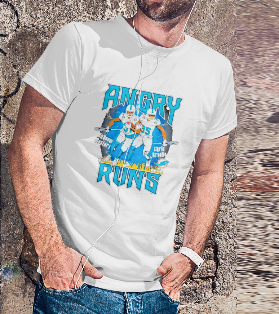 Angry Runs Dolphins Raheem Mostert Chris Brooks Football Action T-Shirt