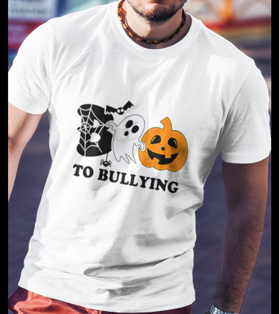 Boo To Bullying Orange Anti Bullying Unity Day Halloween Ghost Pumpkin T-Shirt