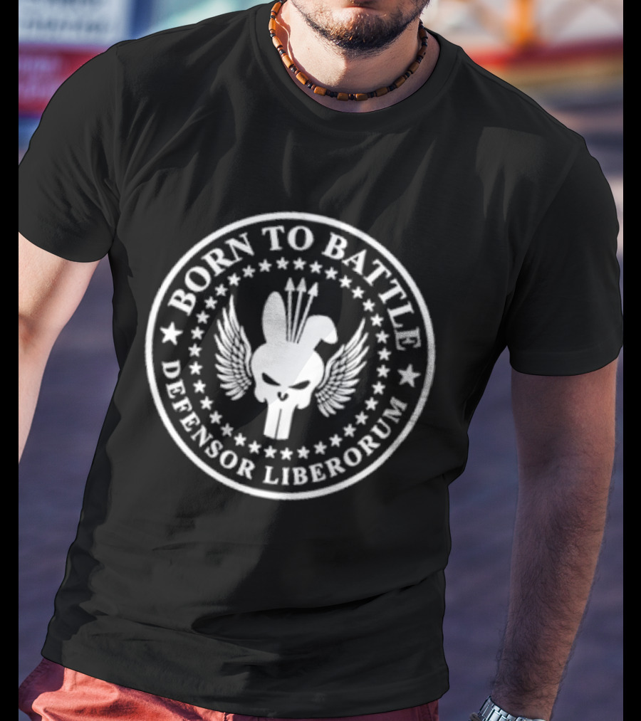 Born To Battle Defensor Liberorum Roman Gladiator Sword And Shield T-Shirt