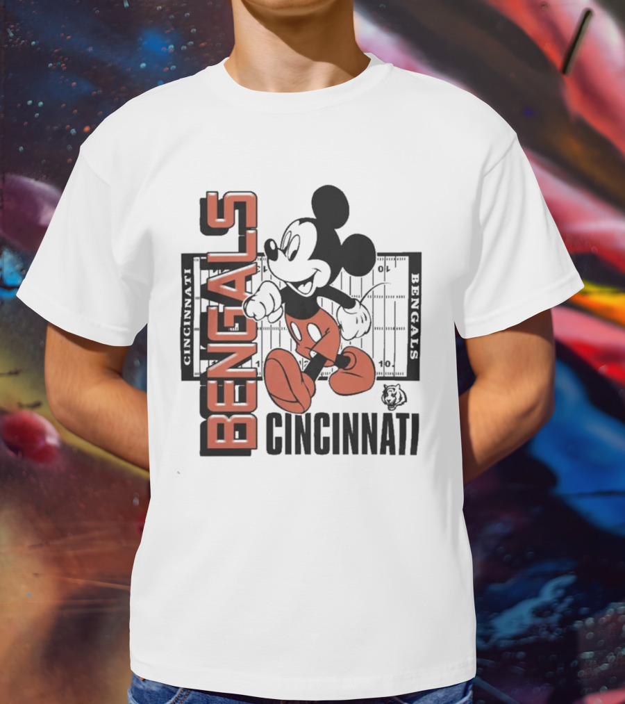 Junkfood X NFL Bengals Mickey Cincinnati Football Field Vintage T-Shirt