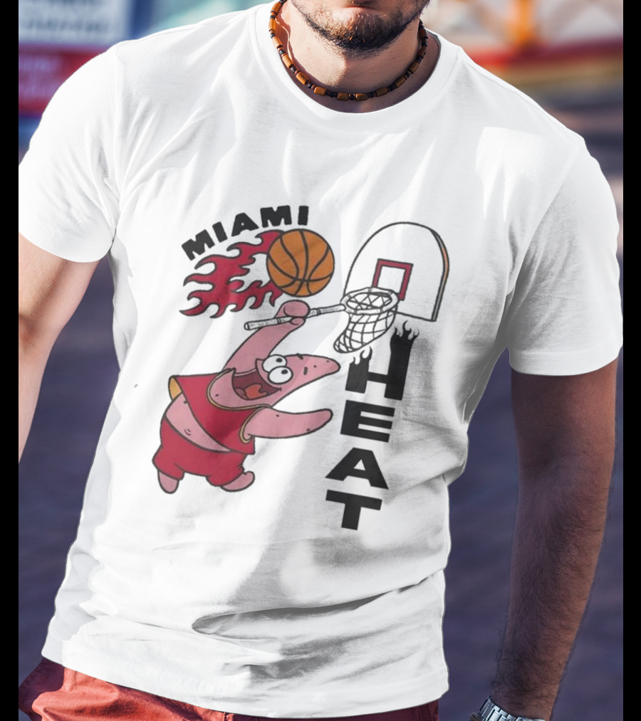 Miami Heat Homage Patrick Star Basketball Dunking Fun T-Shirt