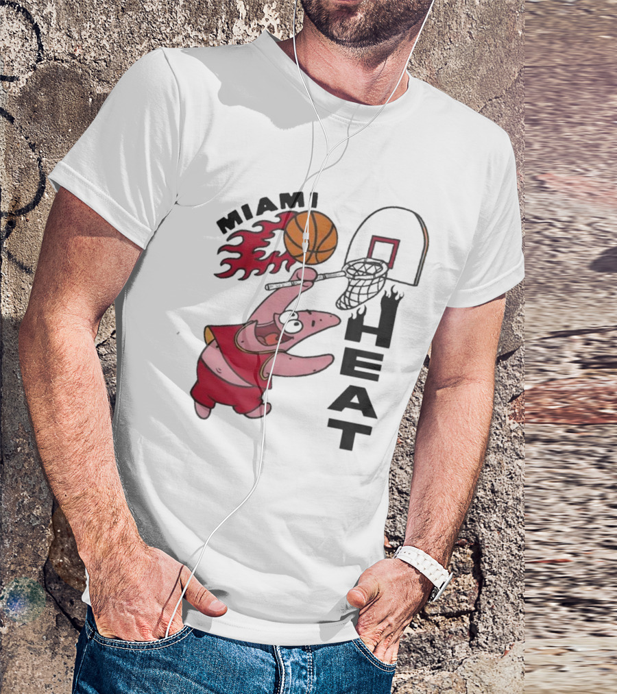 Miami Heat Homage Patrick Star Basketball Dunking Fun T-Shirt