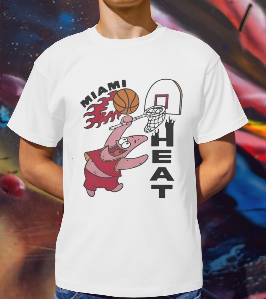 Miami Heat Homage Patrick Star Basketball Dunking Fun T-Shirt