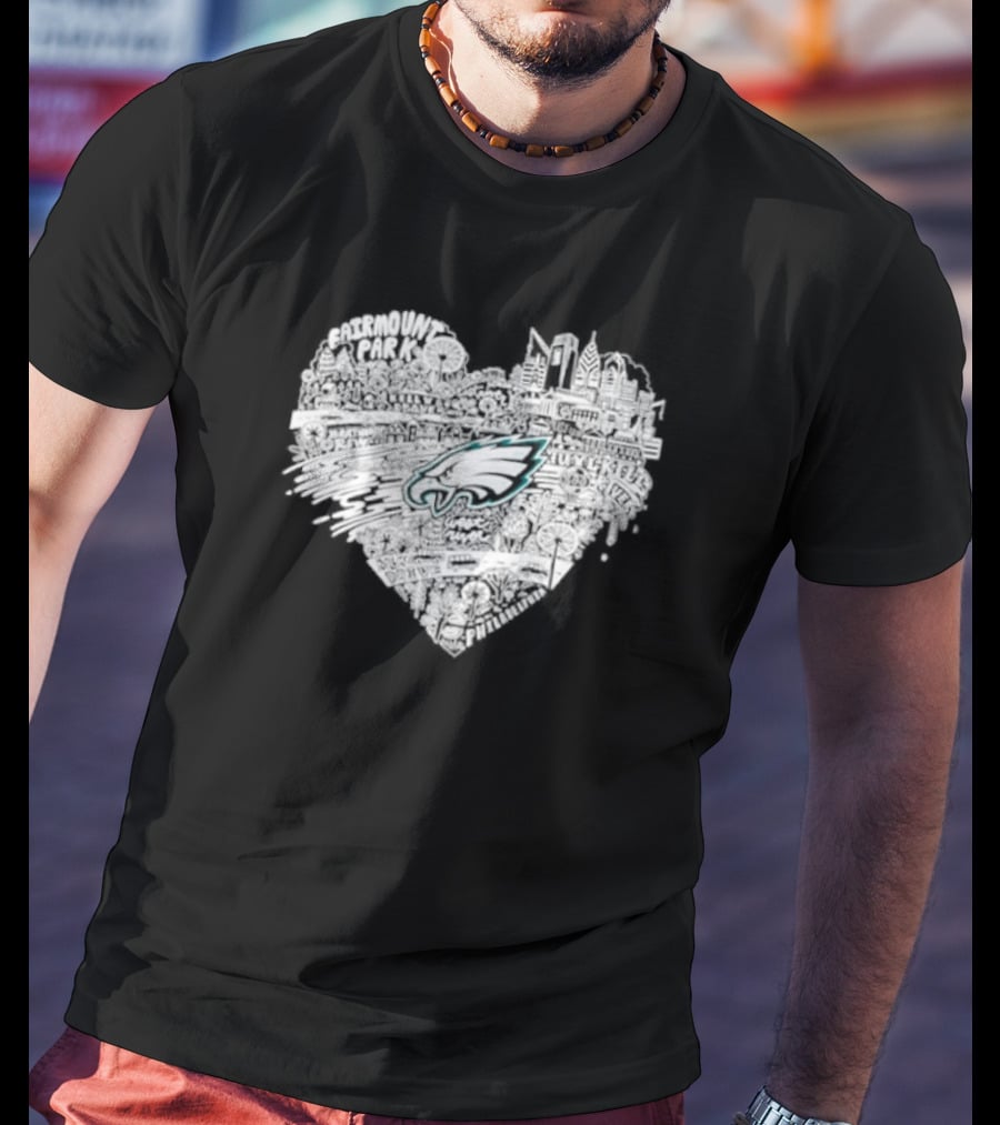 Philadelphia Eagles Fairmount Park West River Heart T-Shirt