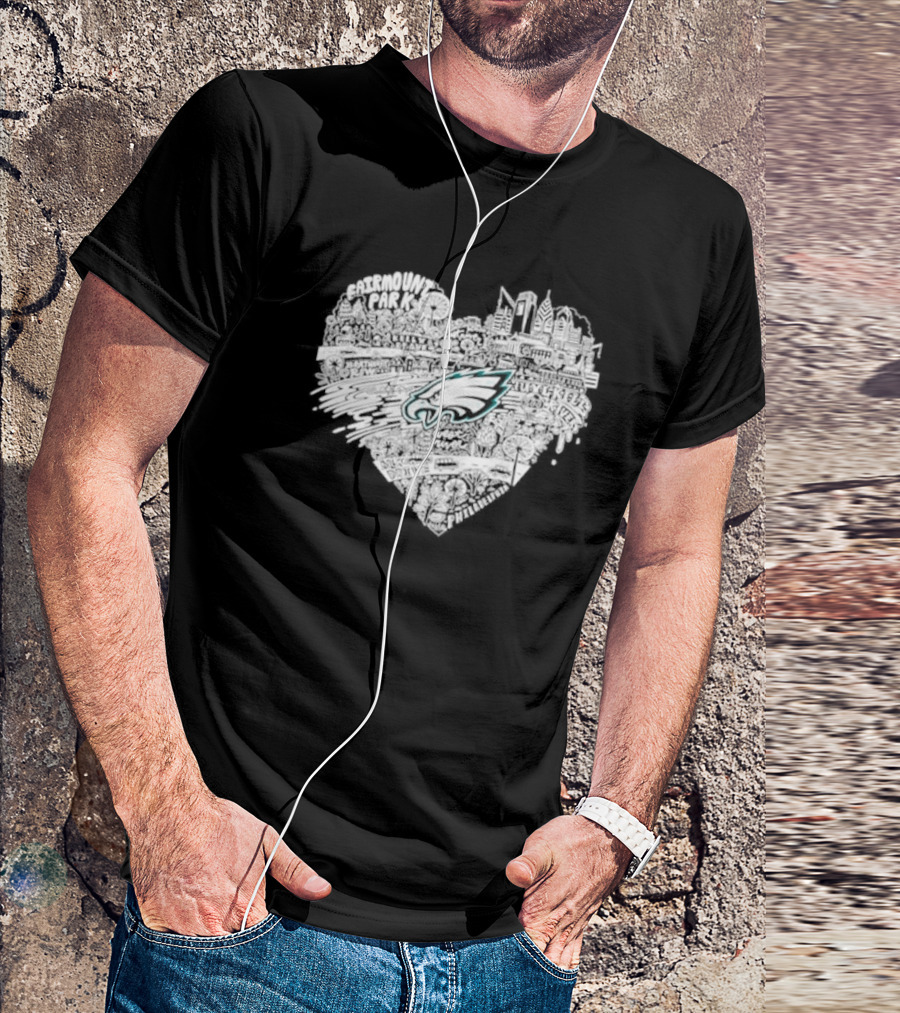 Philadelphia Eagles Fairmount Park West River Heart T-Shirt
