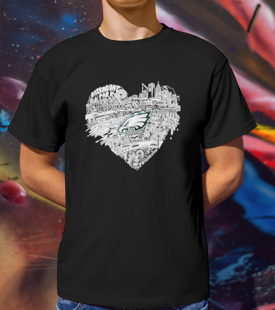 Philadelphia Eagles Fairmount Park West River Heart T-Shirt