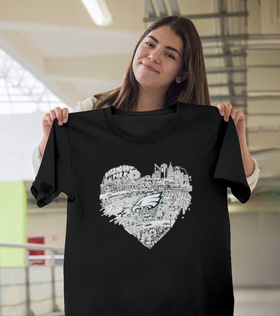 Philadelphia Eagles Fairmount Park West River Heart T-Shirt