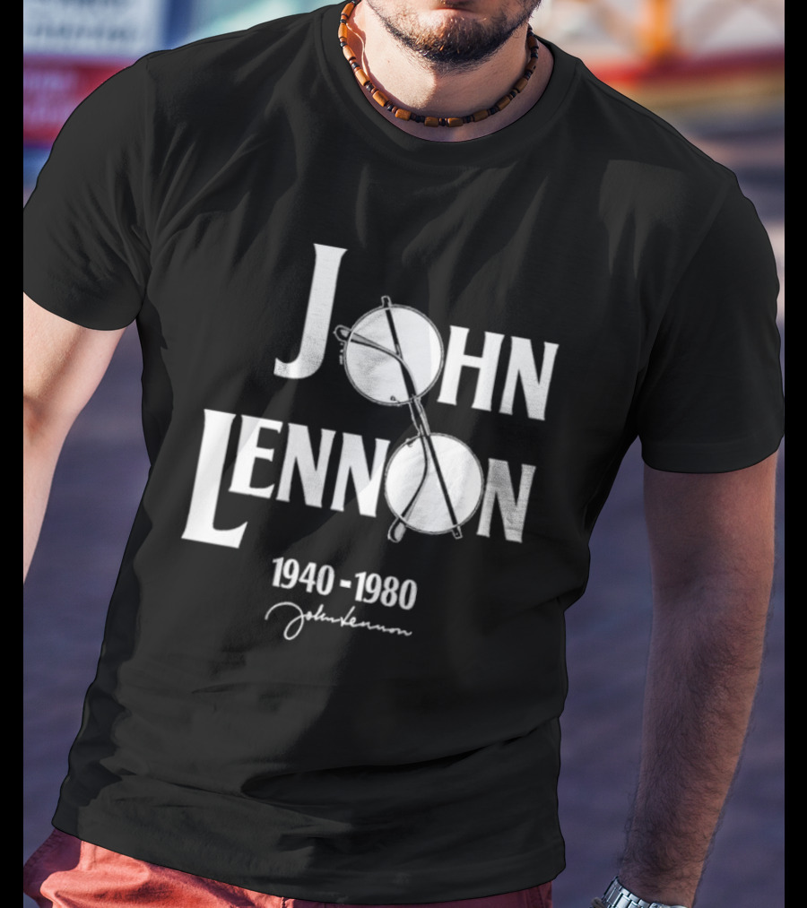 John Lennon 1940-1980 Peace Symbol Signature T-Shirt