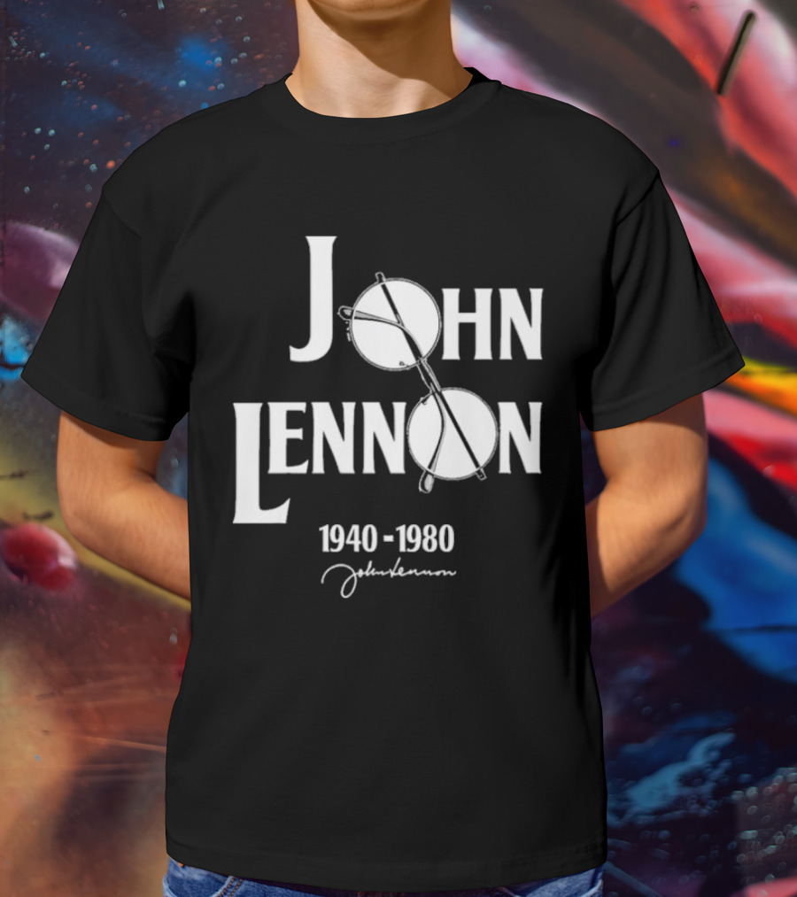 John Lennon 1940-1980 Peace Symbol Signature T-Shirt