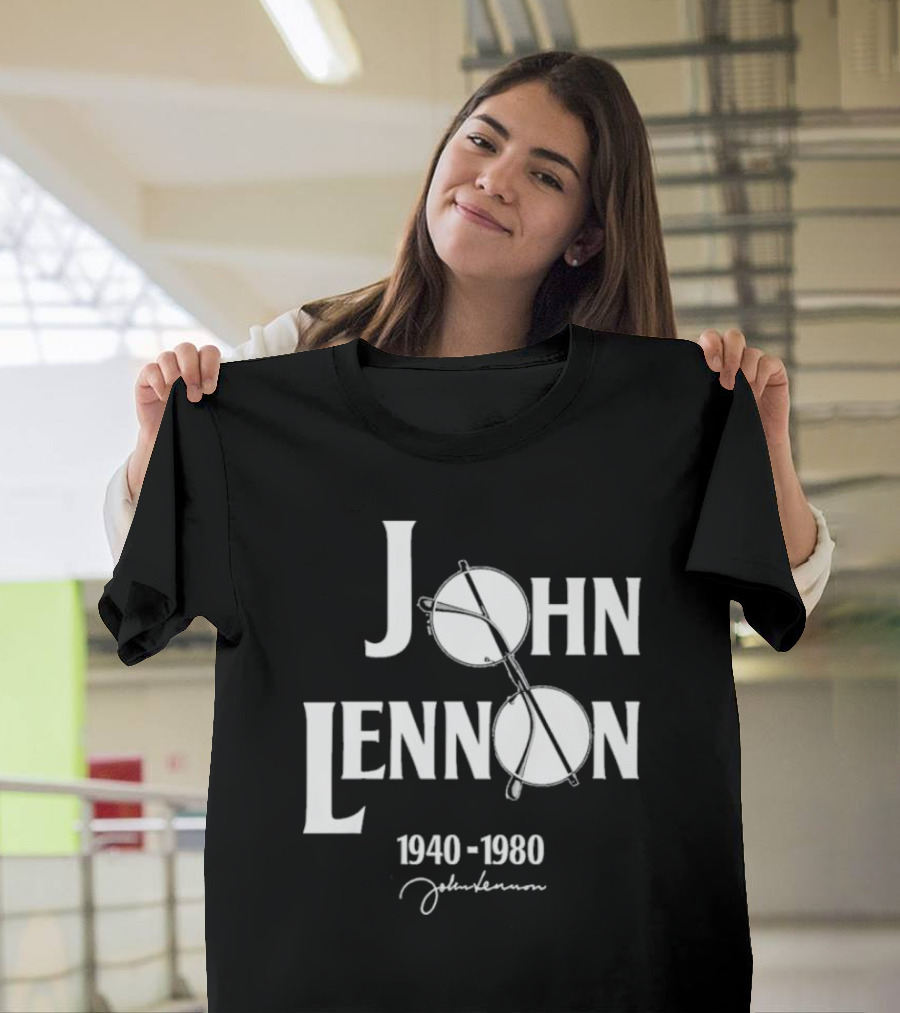 John Lennon 1940-1980 Peace Symbol Signature T-Shirt