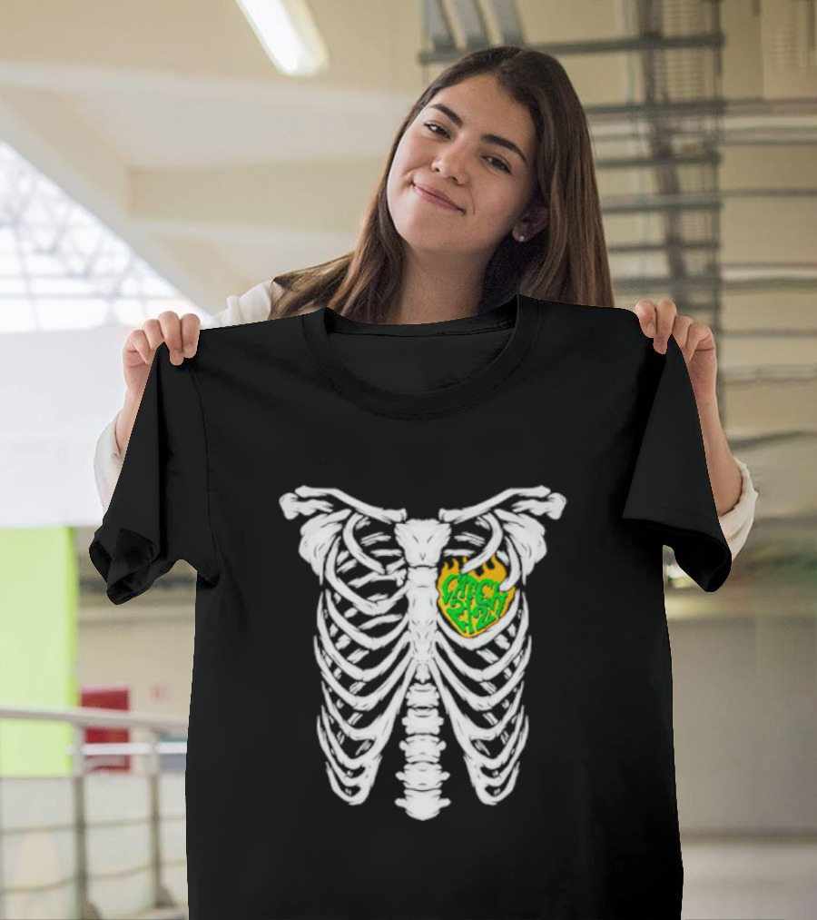 Catch 2 2 Never Die Skeleton Ribcage Flame T-Shirt