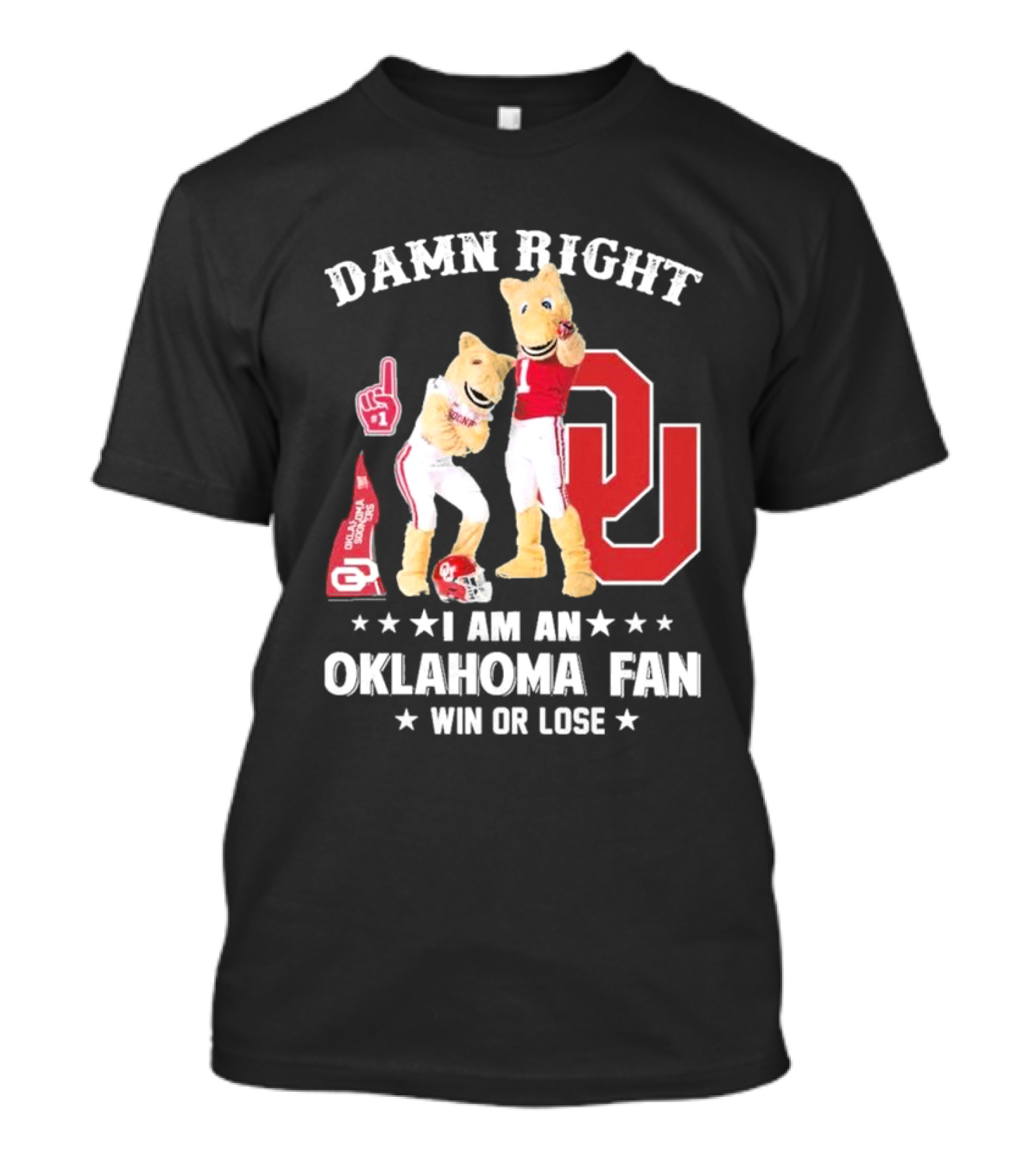Damn Right I Am A Oklahoma Fan Win Or Lose Boomer Sooner Pride T-Shirt
