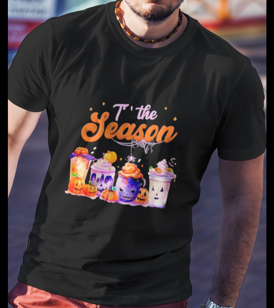 Sandjest Halloween Tis The Season Pumpkin Drinks T-Shirt