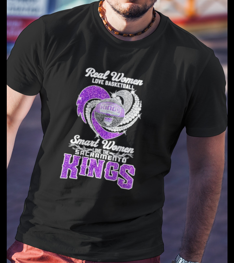 Real Women Love Basketball Smart Women Love The Sacramento Kings Kings Logo Basketball T-Shirt