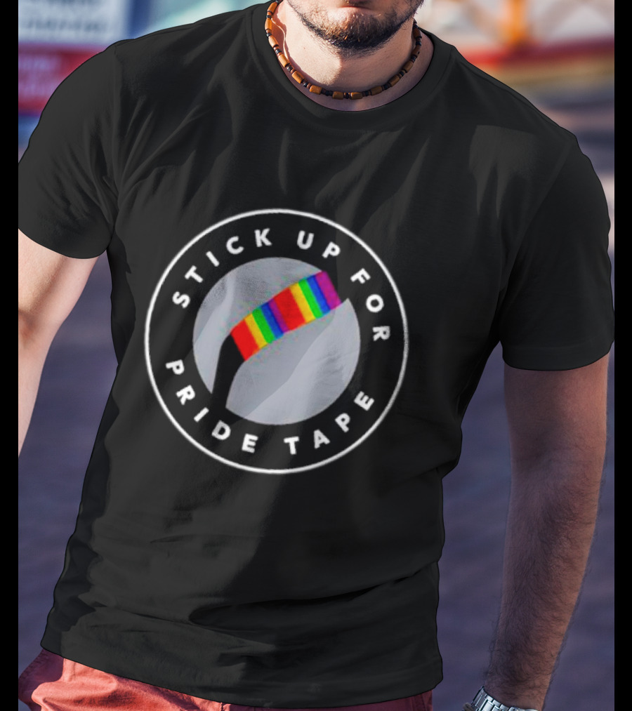 Stick Up For Pride Tape Hockey Rainbow Support T-Shirt
