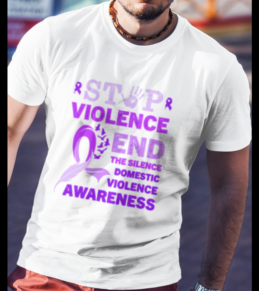 Stop Violence End The Silence Domestic Violence Awareness Purple T-Shirt