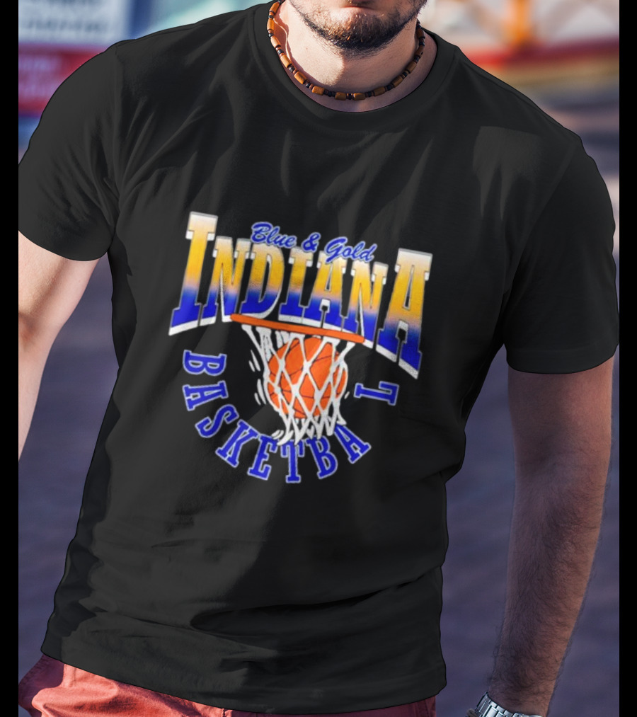 Blue And Gold Indiana Basketball 90’s Retro Style Hoops T-Shirt