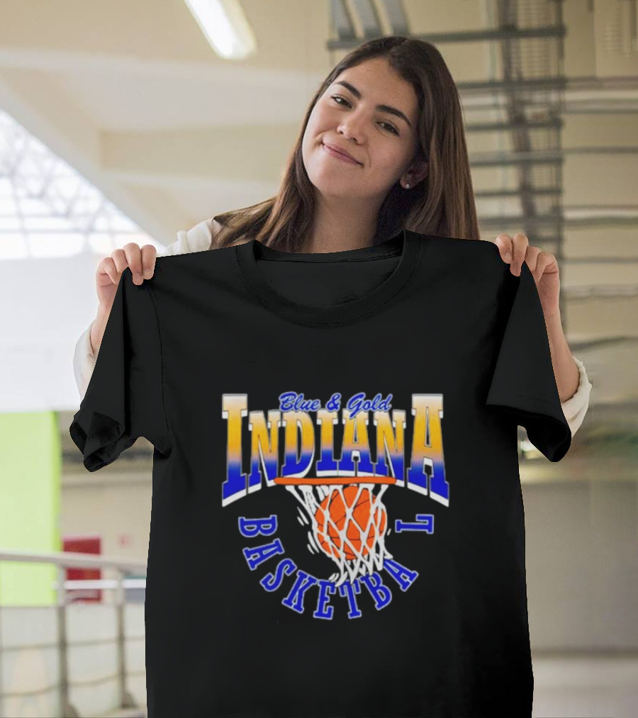 Blue And Gold Indiana Basketball 90’s Retro Style Hoops T-Shirt