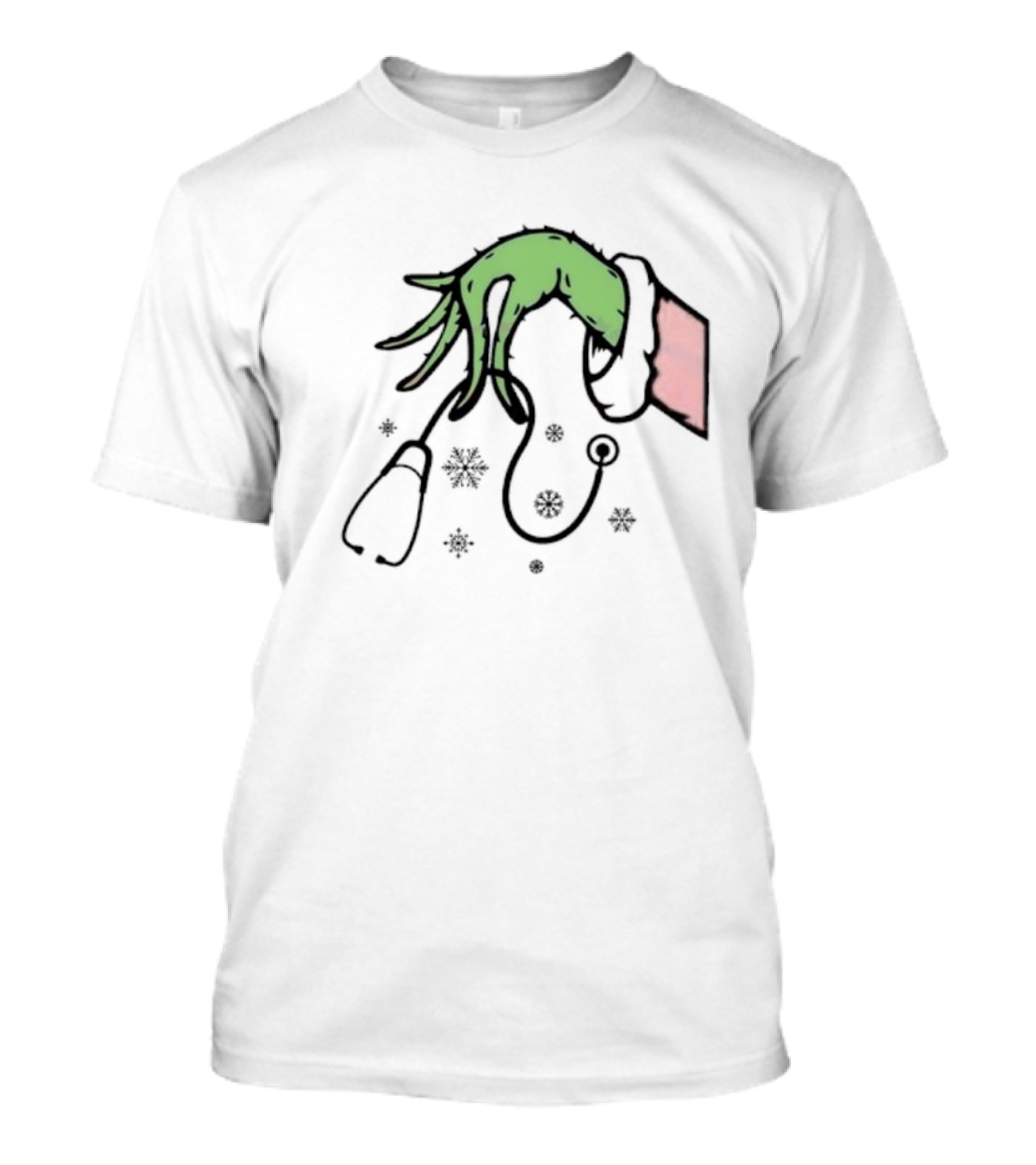 Christmas Nurse Grinch With Stethoscope And Snowflakes T-Shirt