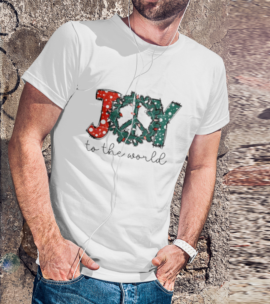 Joy To The World Christmas Wreath Peace T-Shirt
