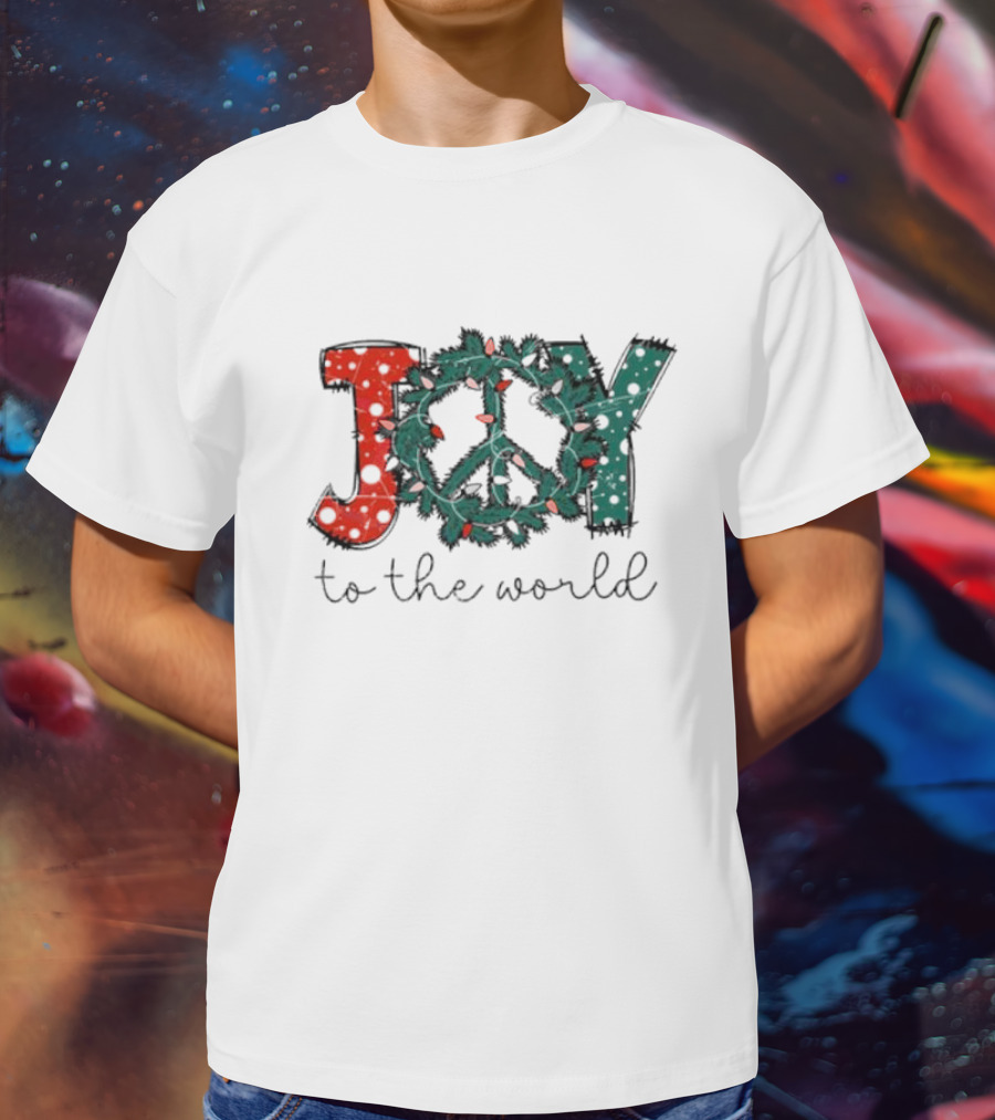 Joy To The World Christmas Wreath Peace T-Shirt