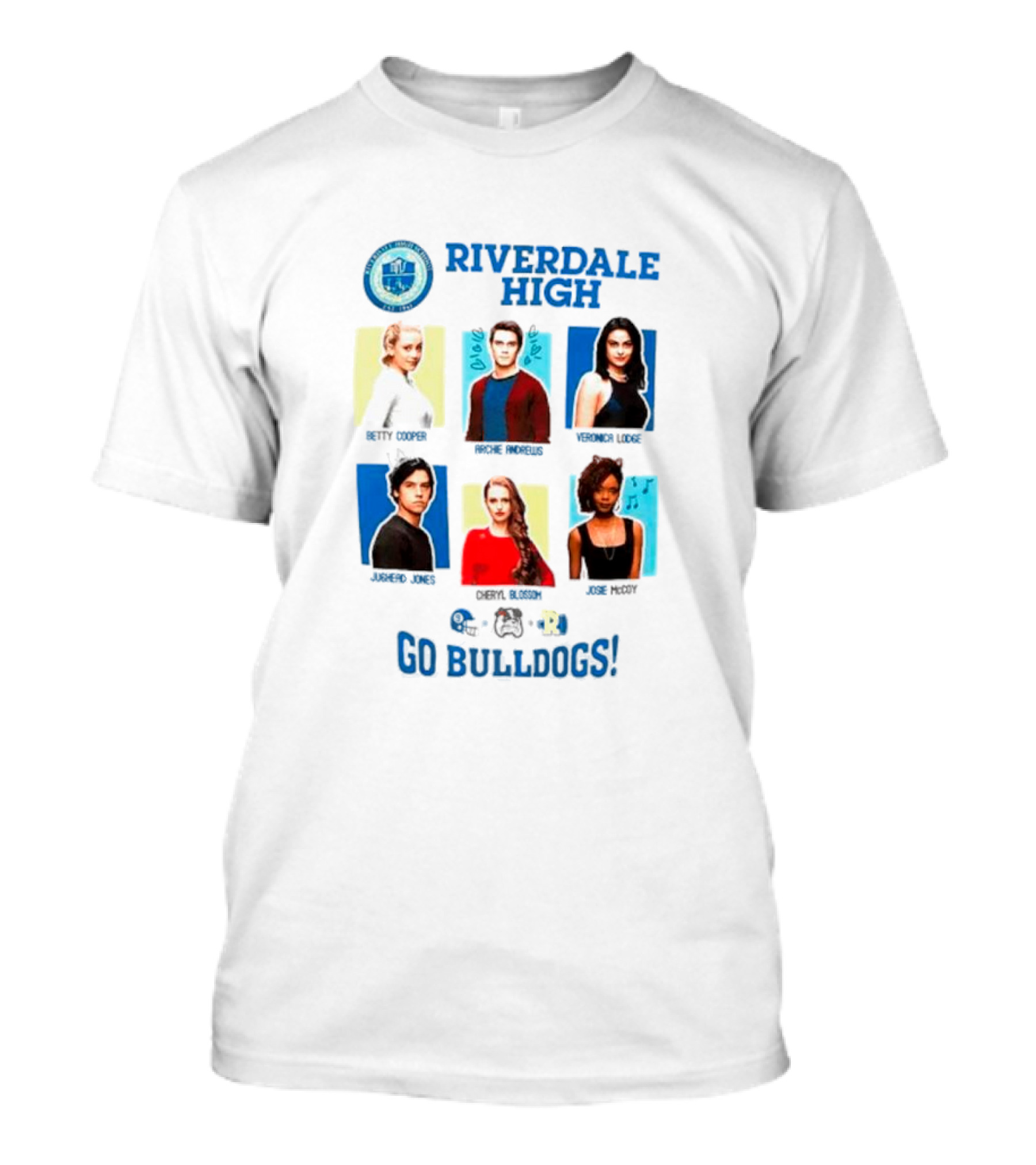 Riverdale High Yearbook Photos Archie Betty Veronica Jughead Cheryl Josie Go Bulldogs T-Shirt