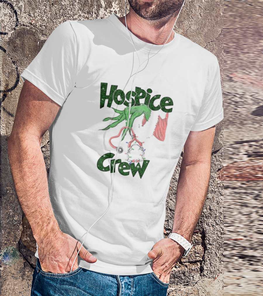 Hospice Crew Grinch Hand Christmas Lights T-Shirt