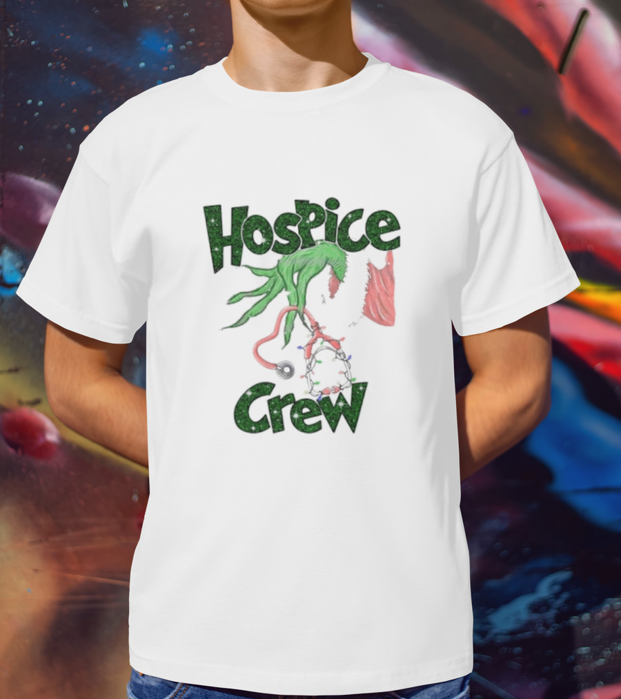 Hospice Crew Grinch Hand Christmas Lights T-Shirt