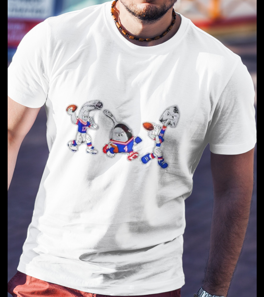 Buffalo Bills Utensil Football Characters With Player Numbers 17, 4, 14 T-Shirt