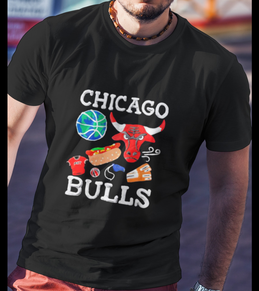 Chicago Bulls NBA Claymation Hot Dog Basketball Jersey Sneaker T-Shirt