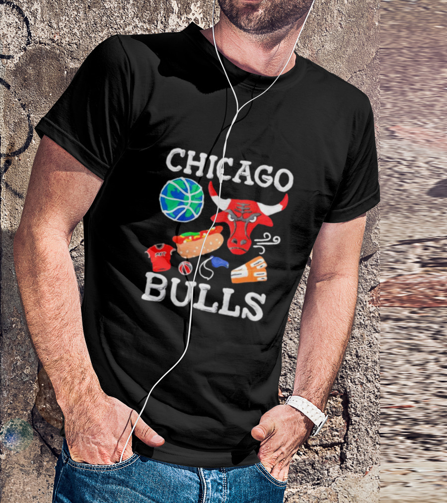 Chicago Bulls NBA Claymation Hot Dog Basketball Jersey Sneaker T-Shirt