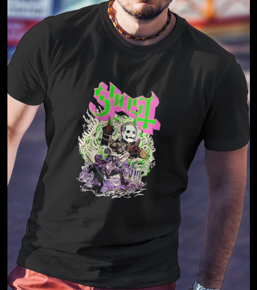 Ghost Cardinal Copia Psychedelic Gothic Smoky Scene T-Shirt