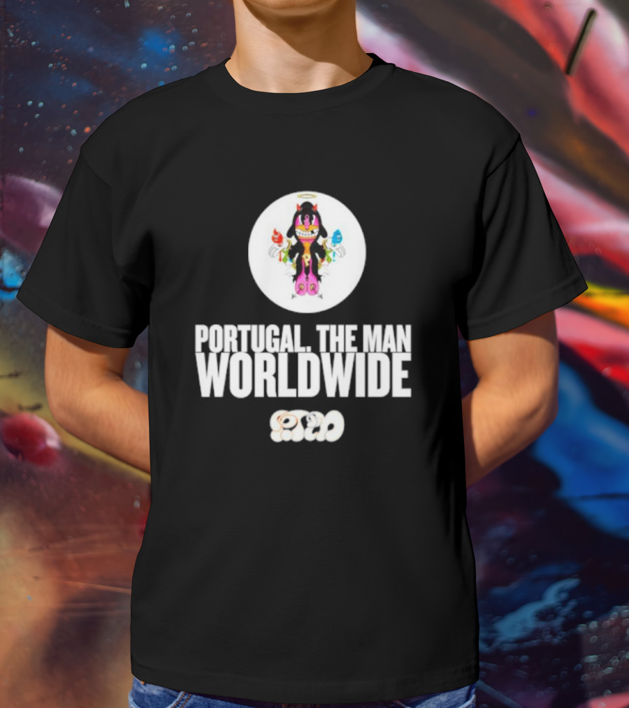 PORTUGAL. THE MAN WORLDWIDE CHARACTER WITH COLORFUL HANDS AND HALO T-Shirt