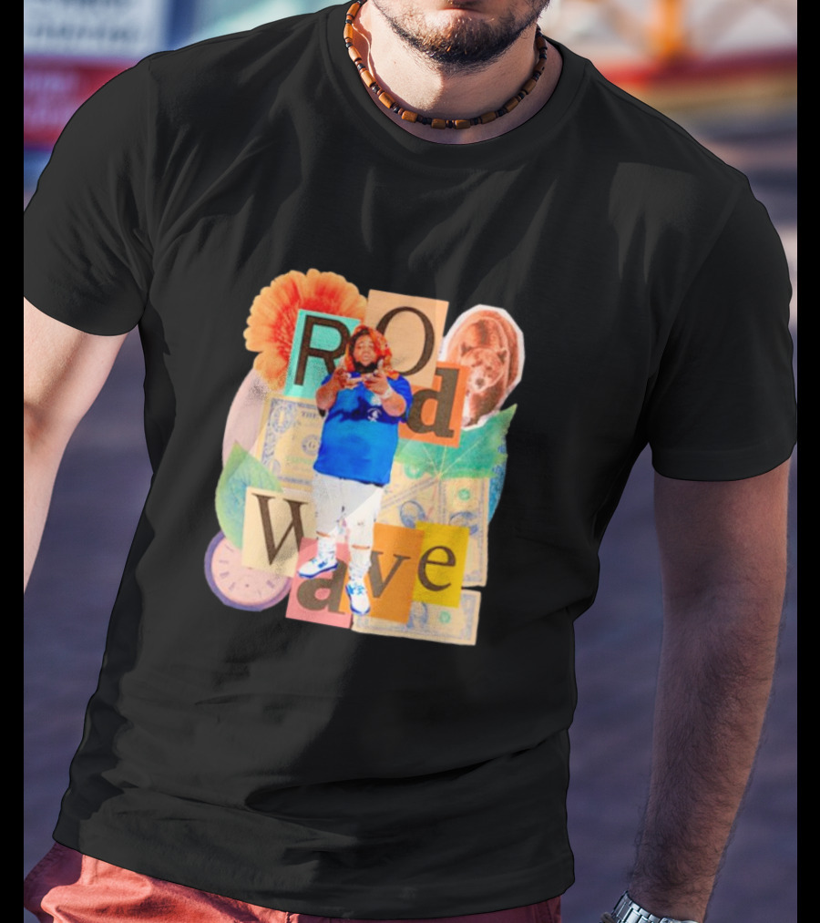 Rod Wave Vintage Bootleg Collage With Floral And Currency Elements T-Shirt