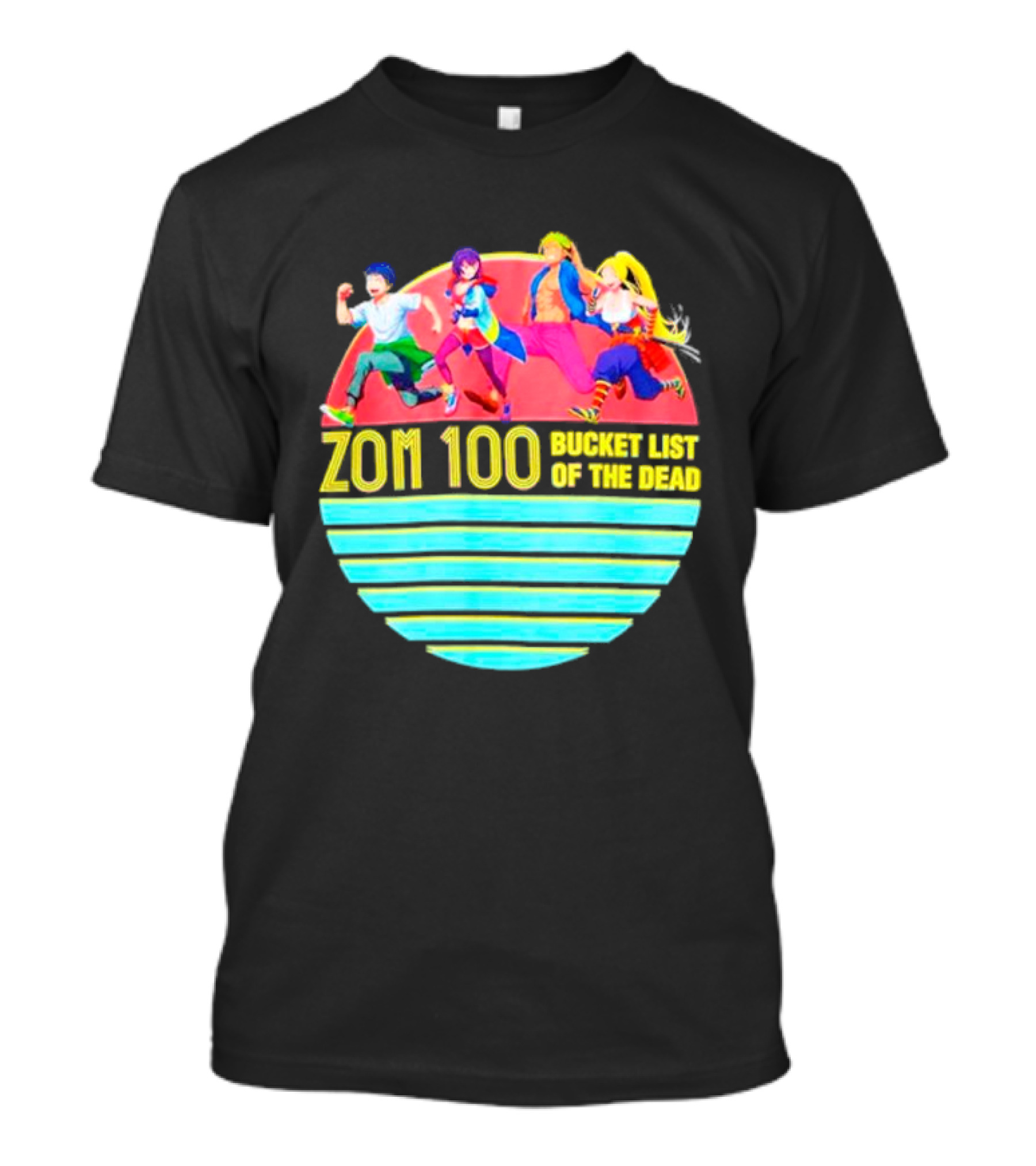 Zom 100 Bucket List Of The Dead Vintage Retro Character Circle T-Shirt
