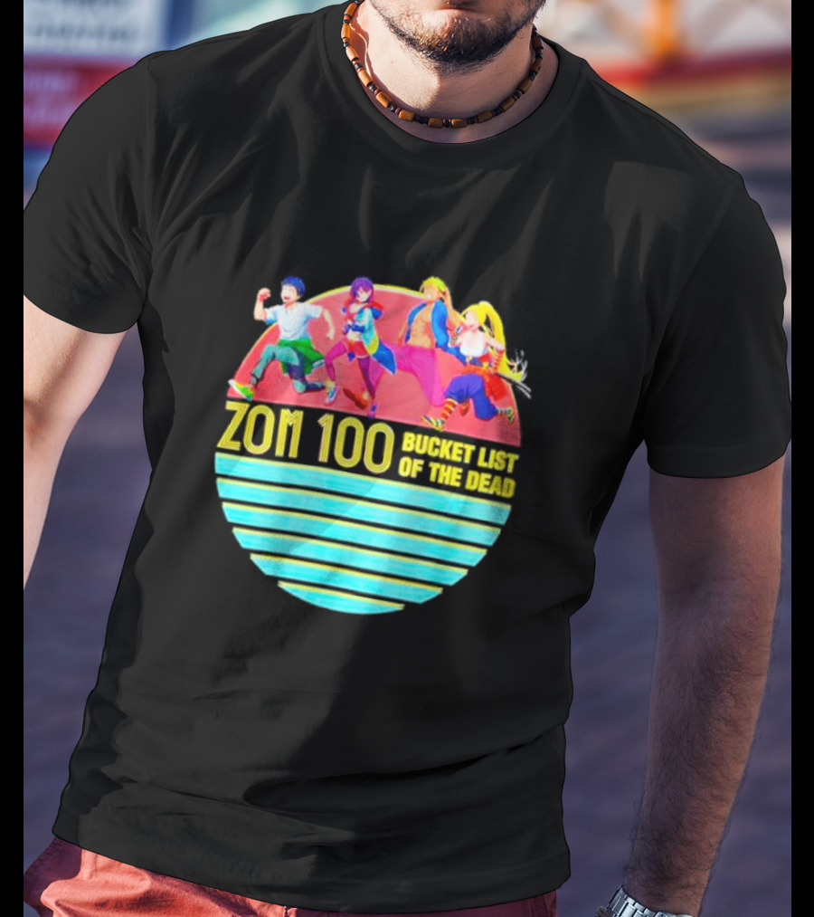 Zom 100 Bucket List Of The Dead Vintage Retro Character Circle T-Shirt