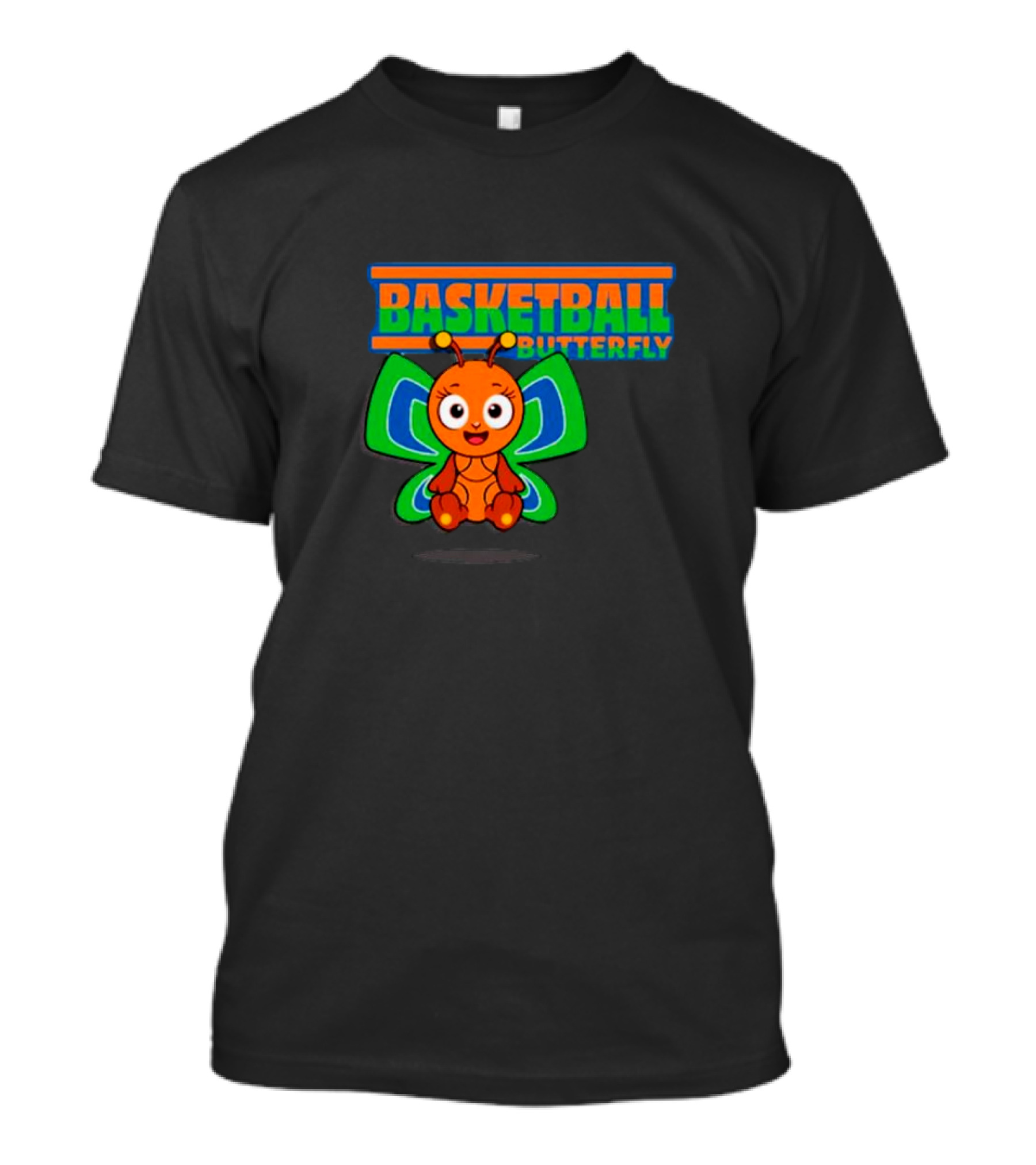 Basketball Butterfly Adorable Cartoon Character With Neon Colors T-Shirt