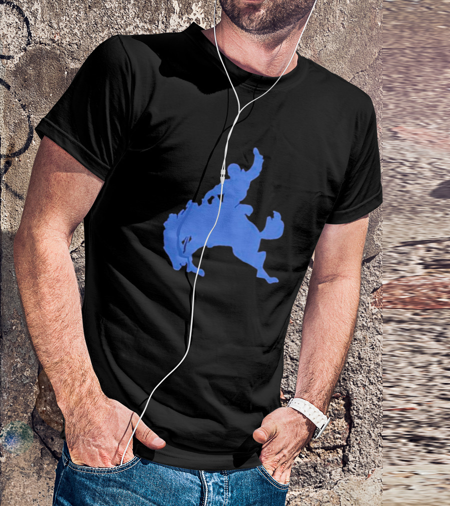 Bucking Bronco Silhouette Blue T-Shirt