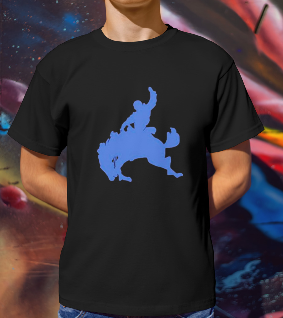 Bucking Bronco Silhouette Blue T-Shirt