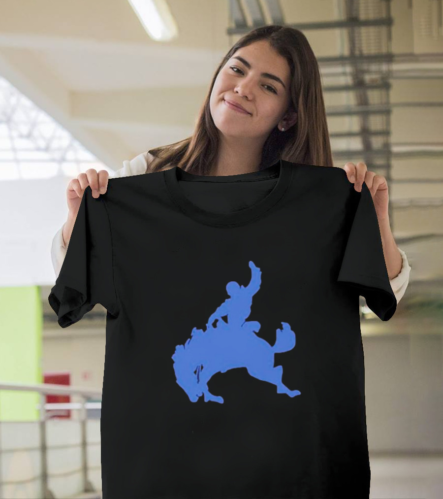 Bucking Bronco Silhouette Blue T-Shirt