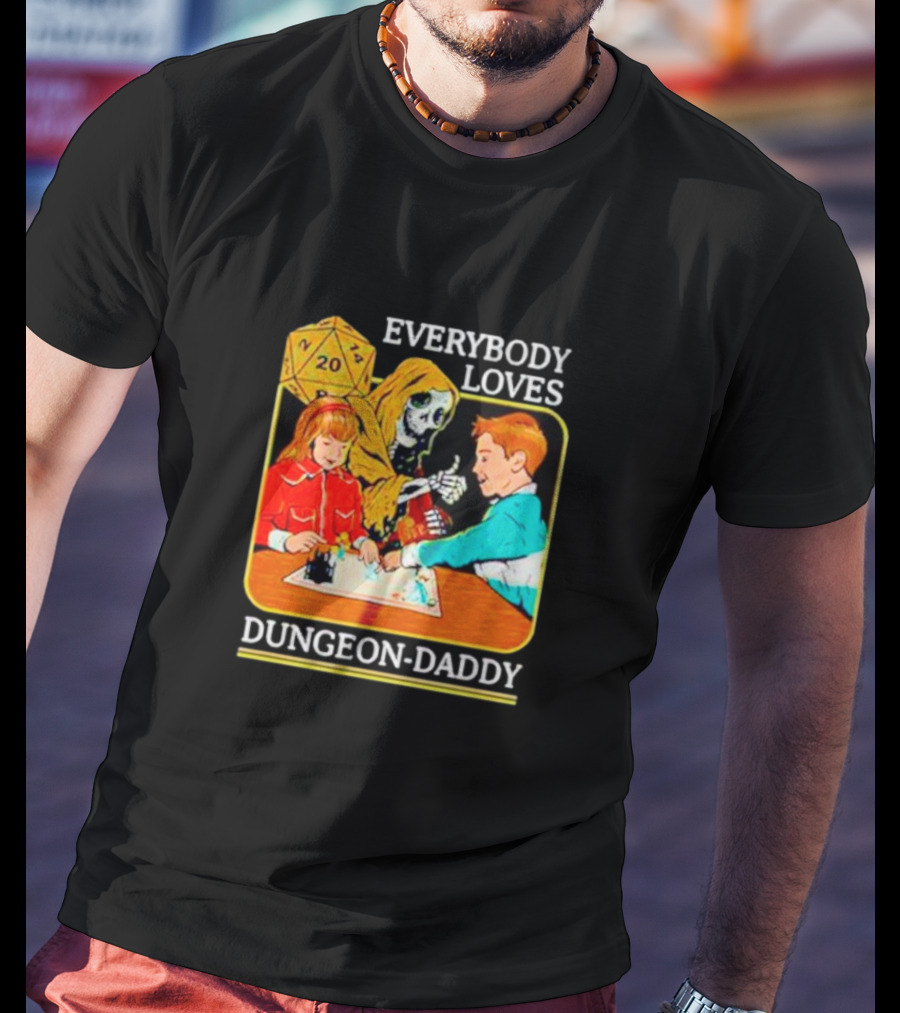 Everybody Loves Dungeon-Daddy Vintage RPG Dice Skeleton Adventure T-Shirt