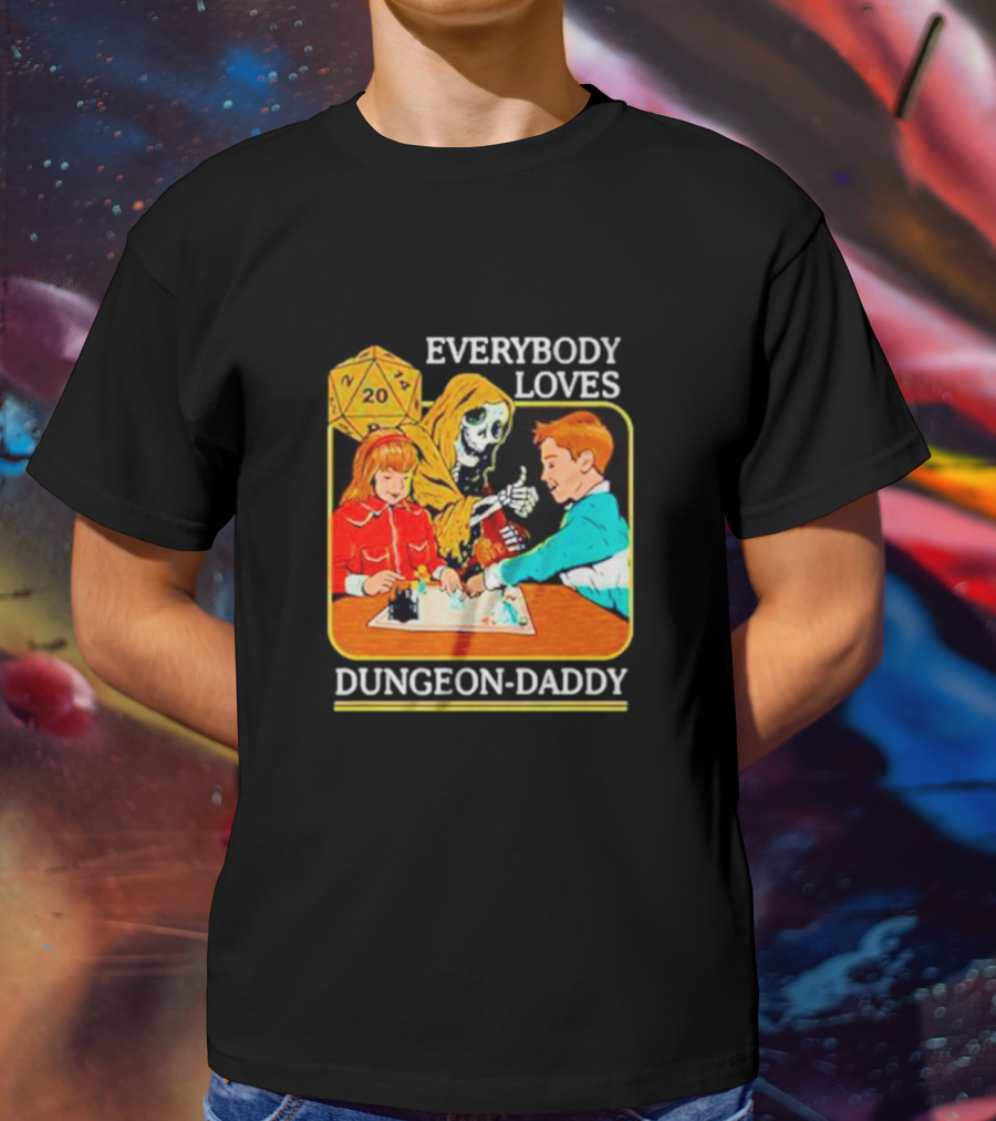 Everybody Loves Dungeon-Daddy Vintage RPG Dice Skeleton Adventure T-Shirt