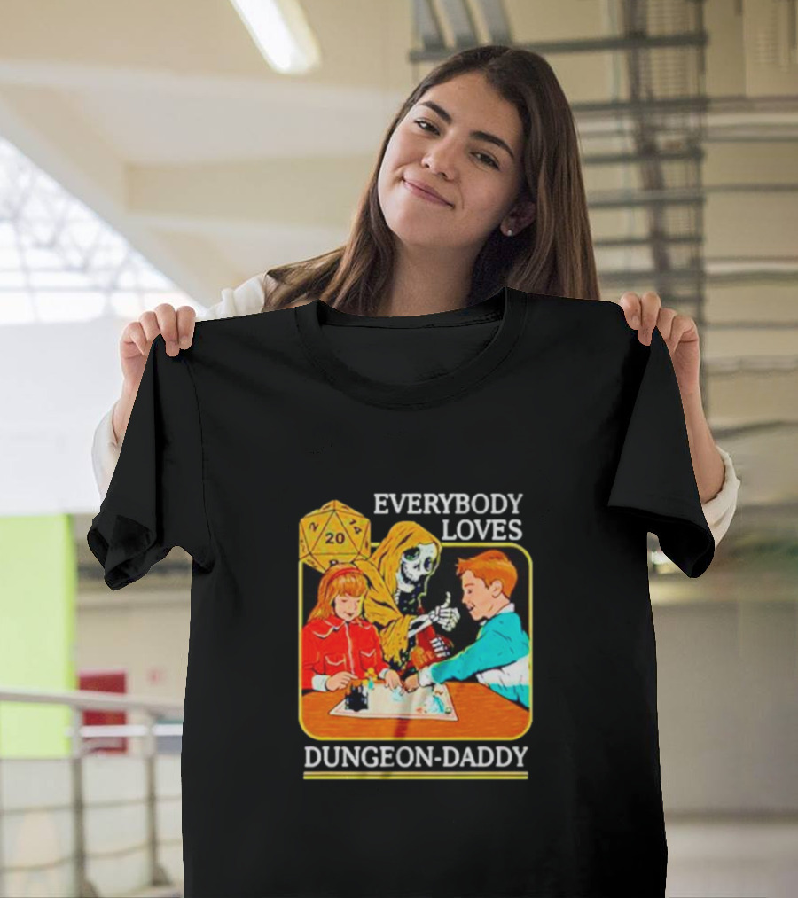 Everybody Loves Dungeon-Daddy Vintage RPG Dice Skeleton Adventure T-Shirt