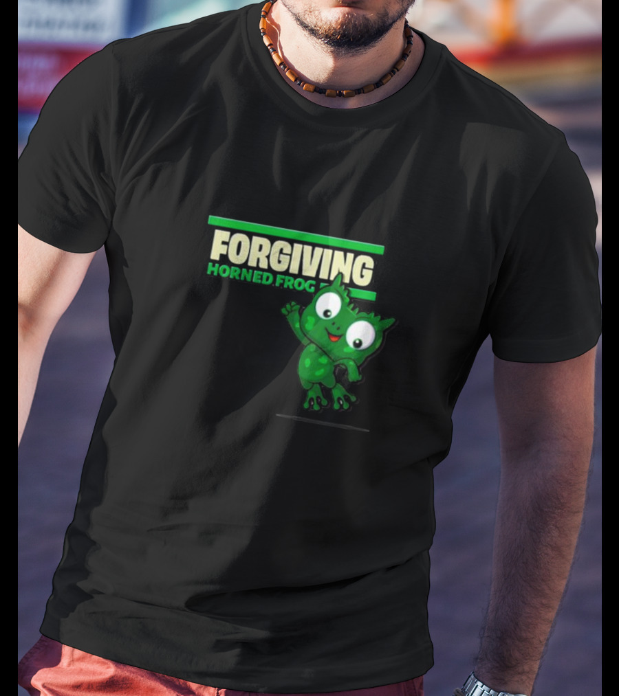 Forgiving Horned Frog Playful Green Character T-Shirt
