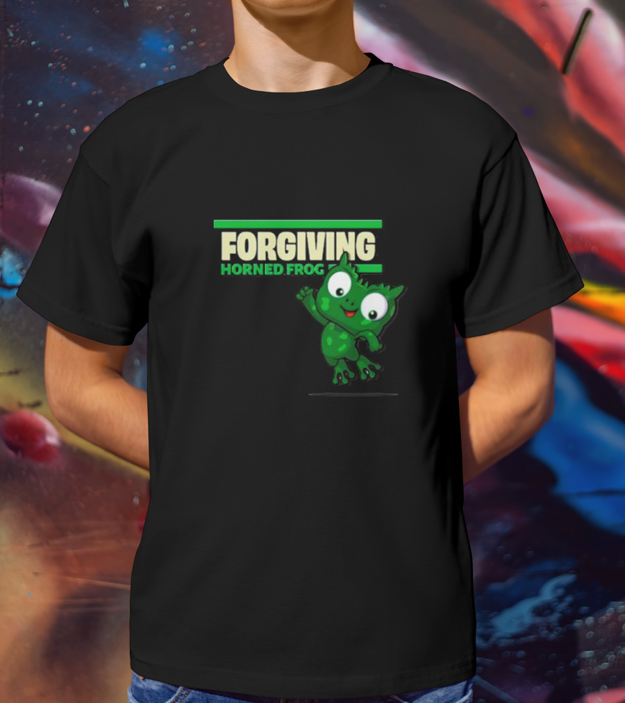Forgiving Horned Frog Playful Green Character T-Shirt