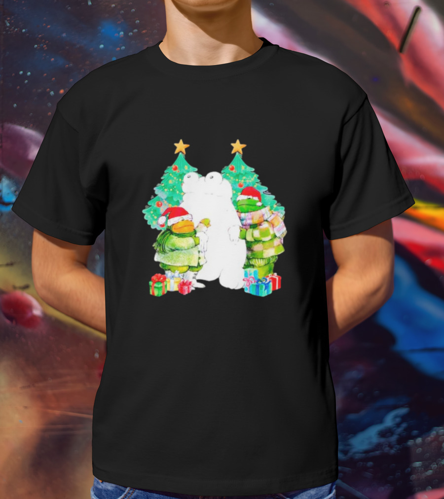 Frog And Toad Christmas Trees Presents Holiday Scene T-Shirt