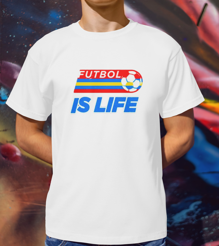 Futbol Is Life Retro Striped Soccer Ball T-Shirt